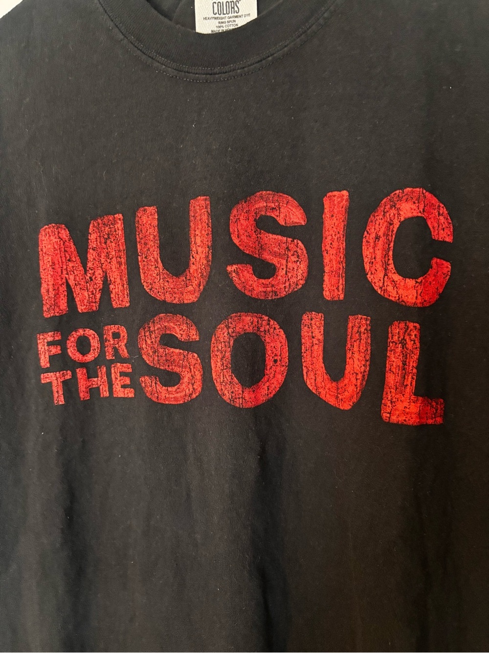 Sam Barber Comfort Colors Men’s Black Tee with Red "Music for the Soul" Graphic - Picture 2 of 3